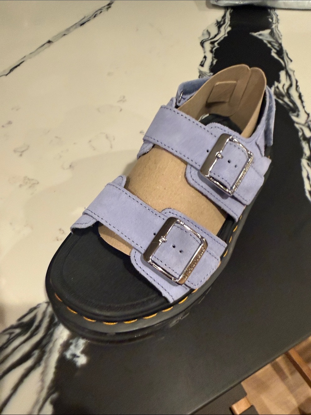 Dr. Martens Cornflower Blue Zebzag Sandal - Double Buckle - Picture 7 of 8